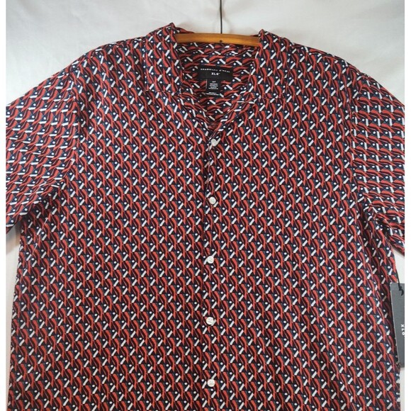 Shaquille O'Neal XLG Mens Shirt Button Short Sleeve Size XLT Red White Black NWT - Picture 2 of 16